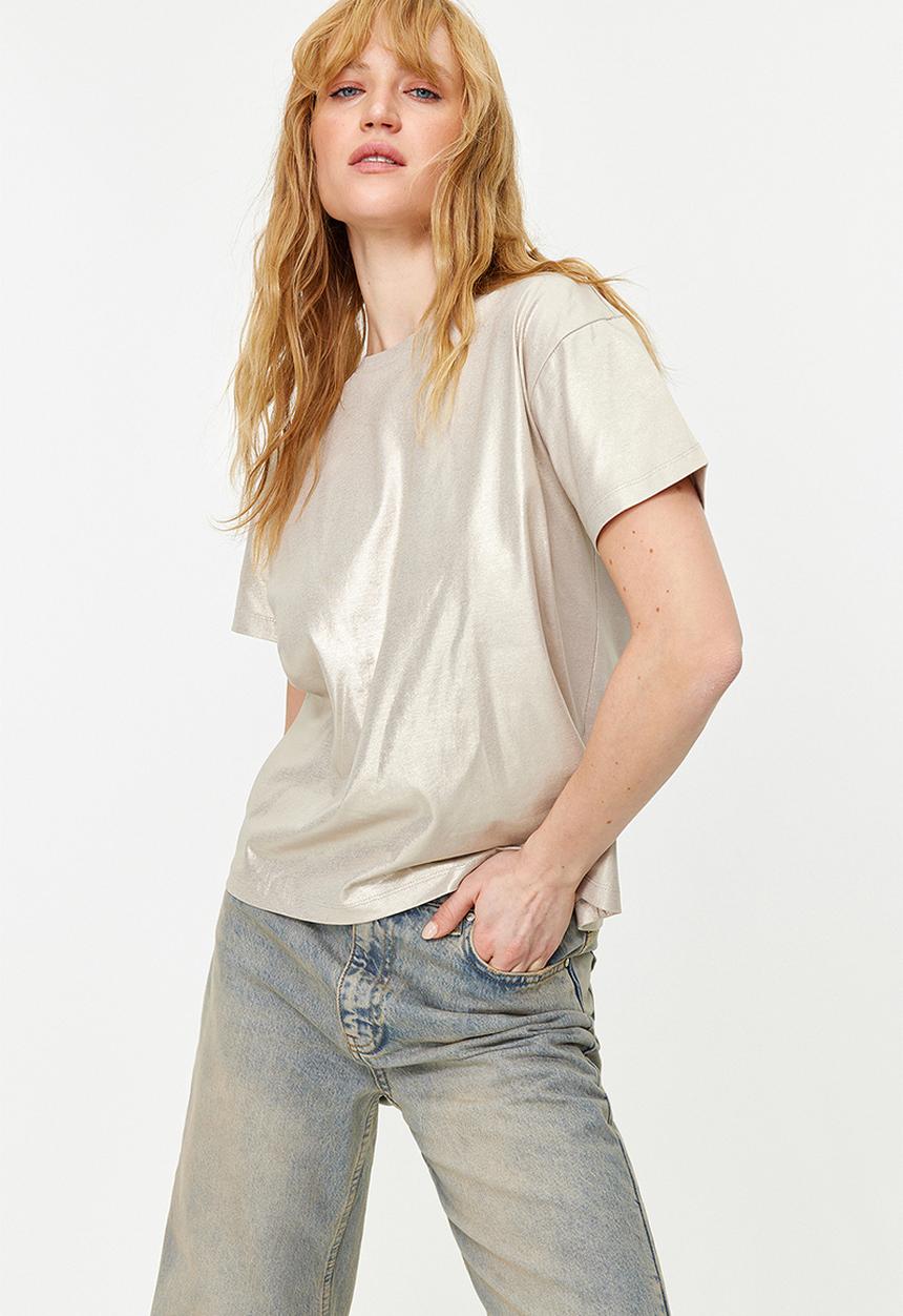 Trendyol - Metallic t-shirt top - gold