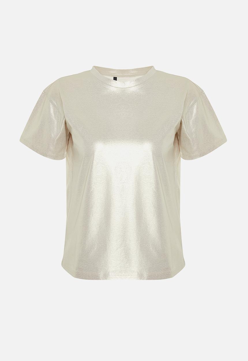 Trendyol - Metallic t-shirt top - gold