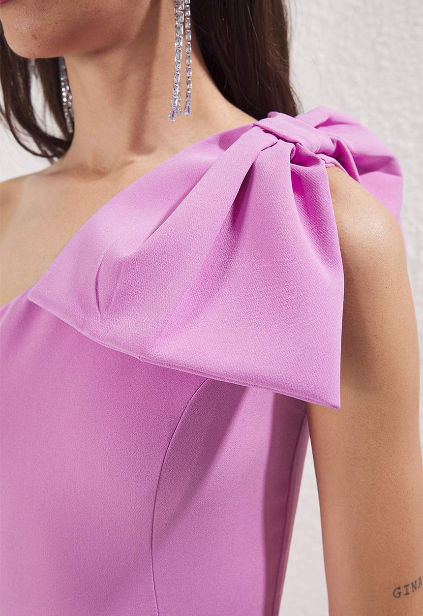 Trendyol -  Asymmetric Collar Bowknot Woven Jumpsuiy-Lilac