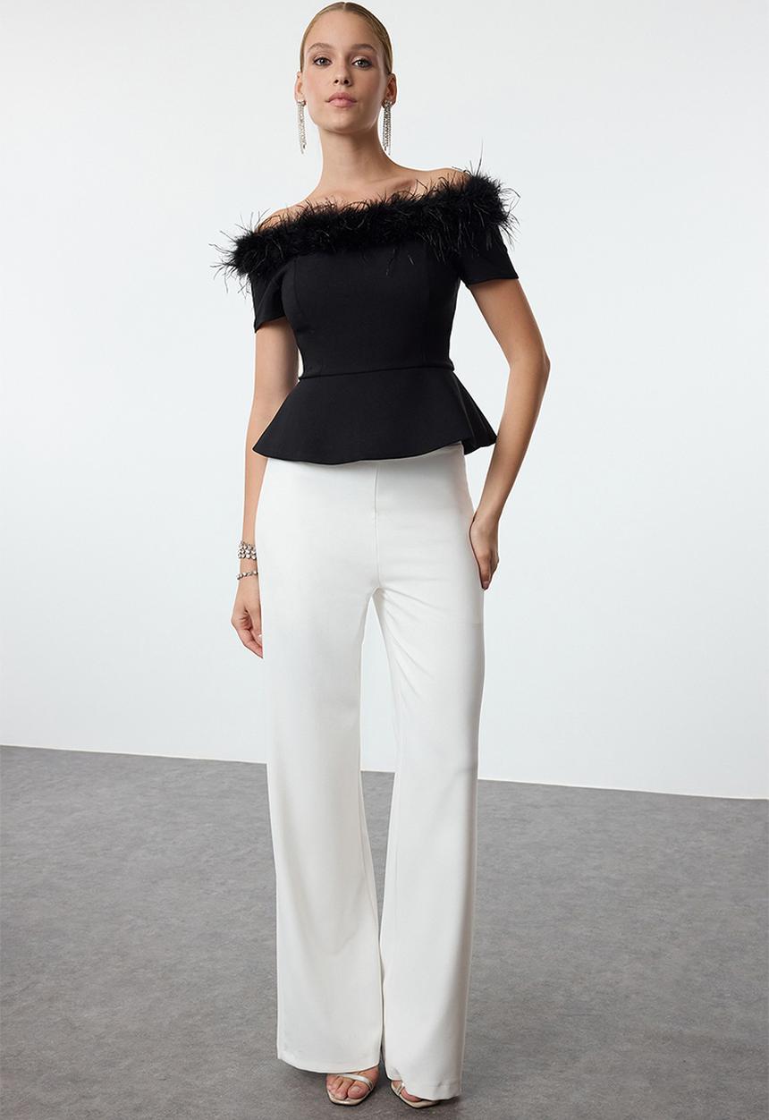 Trendyol - Carmen collar woven stylish blouse - black