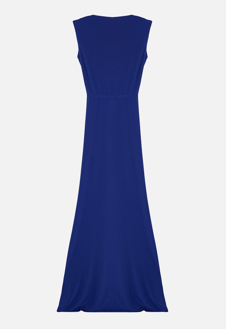 Trendyol - Fitted Draped Woven Long Elegant Evening Dress - sax