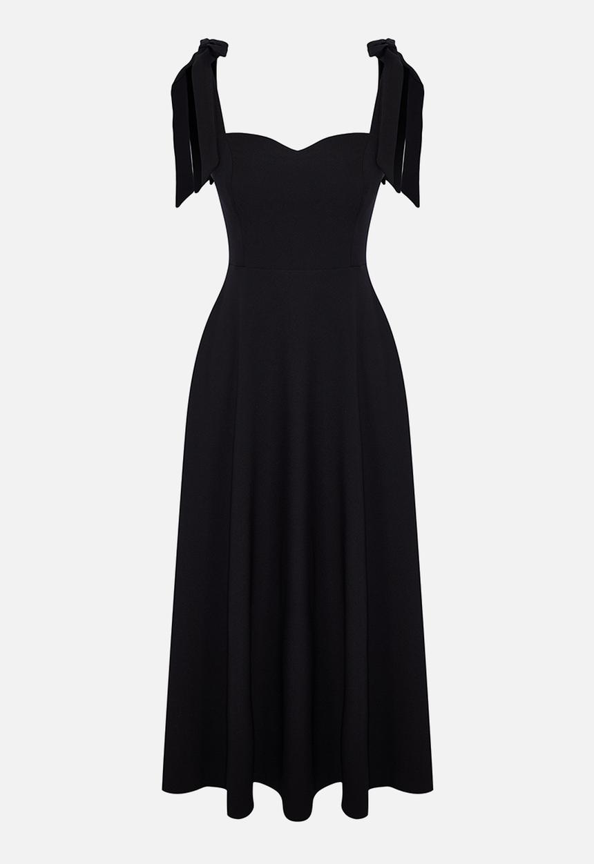 Trendyol - A-Line Strap Detailed Woven Evening  Dress - Black