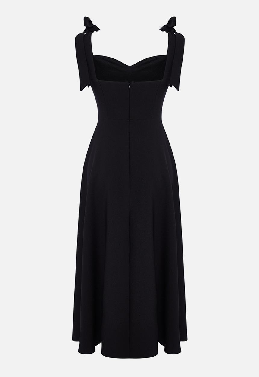 Trendyol - A-Line Strap Detailed Woven Evening  Dress - Black