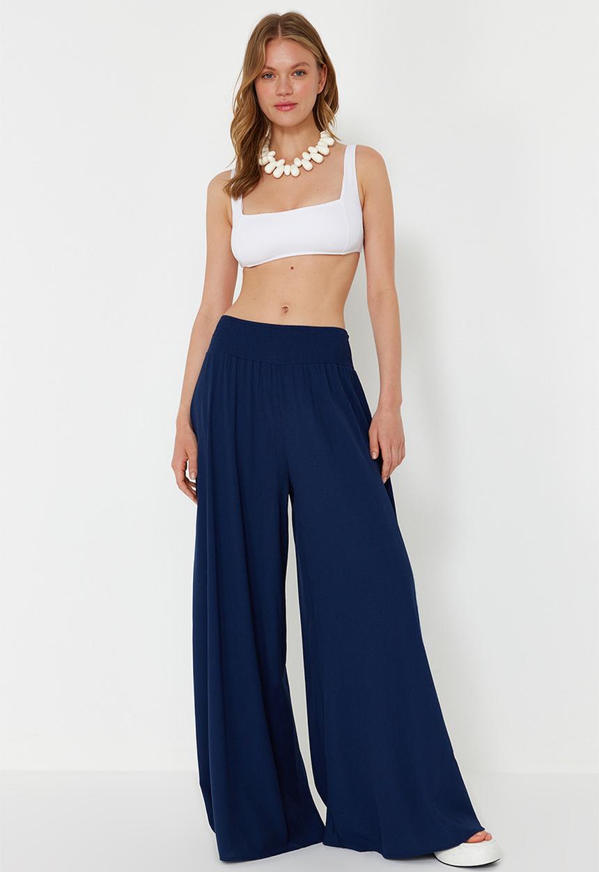 Trendyol - Woven Gipe Detailed Beach Trousers - Navy