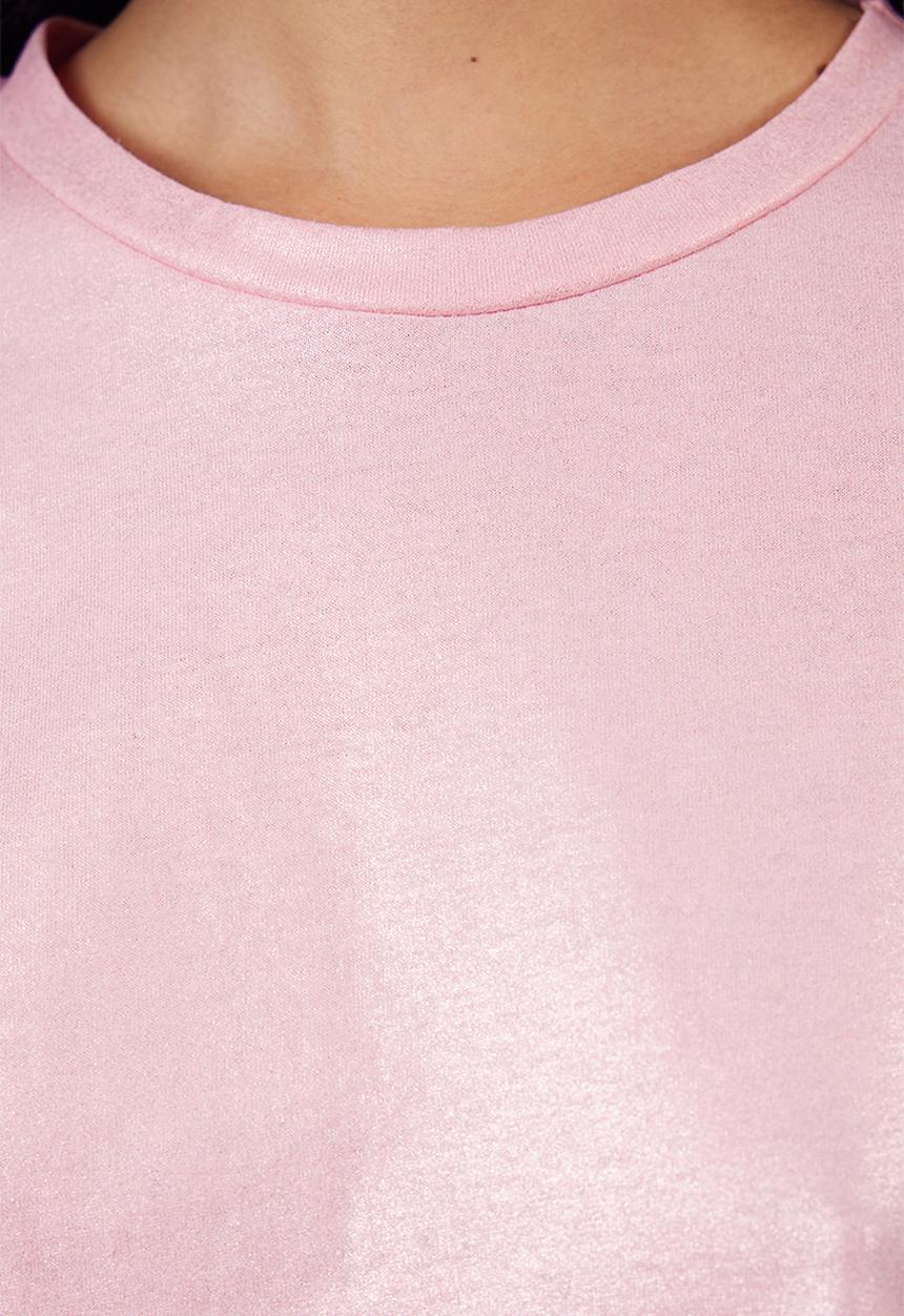 Trendyol - Foil finish t-shirt top - pink
