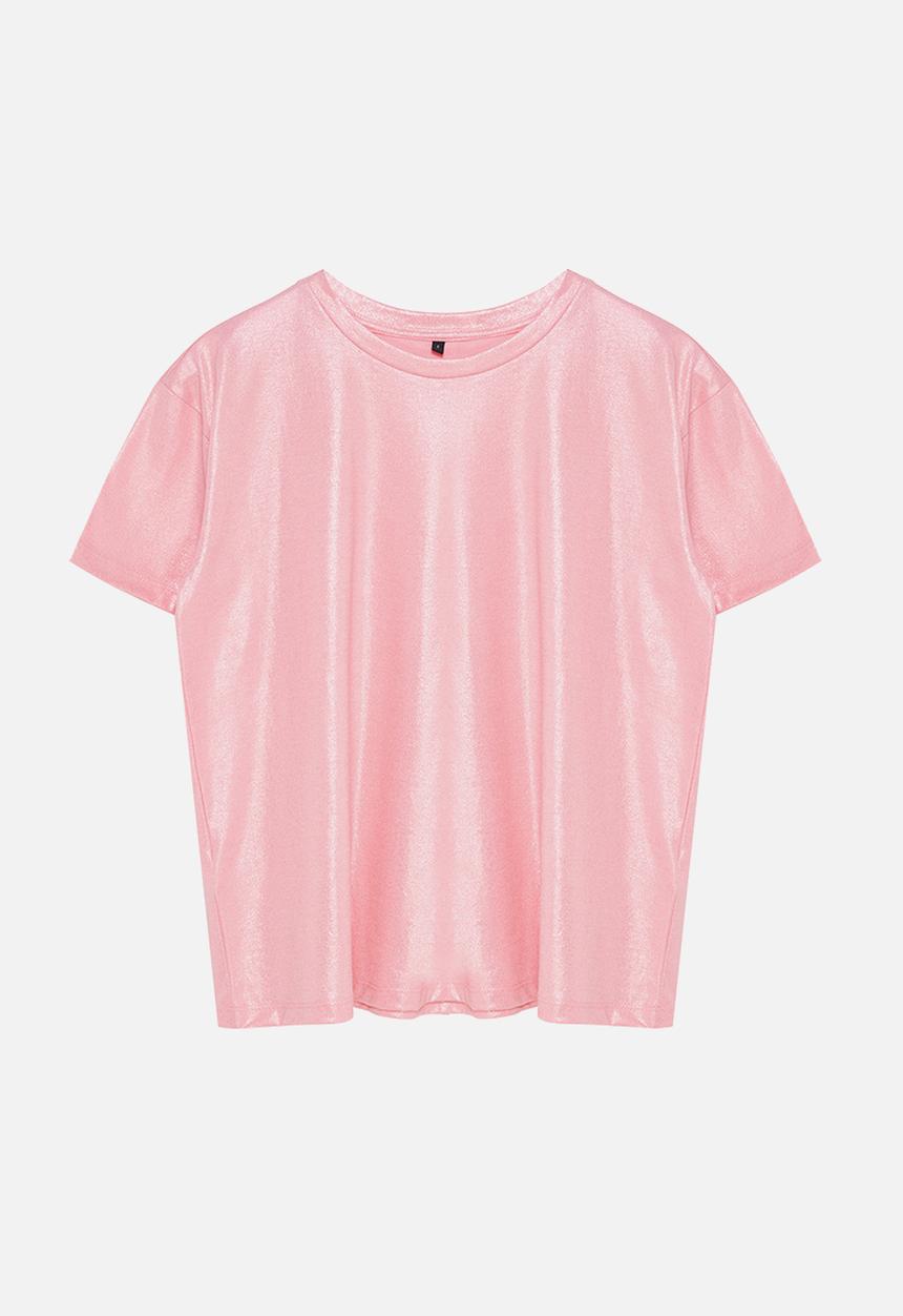 Trendyol - Foil finish t-shirt top - pink