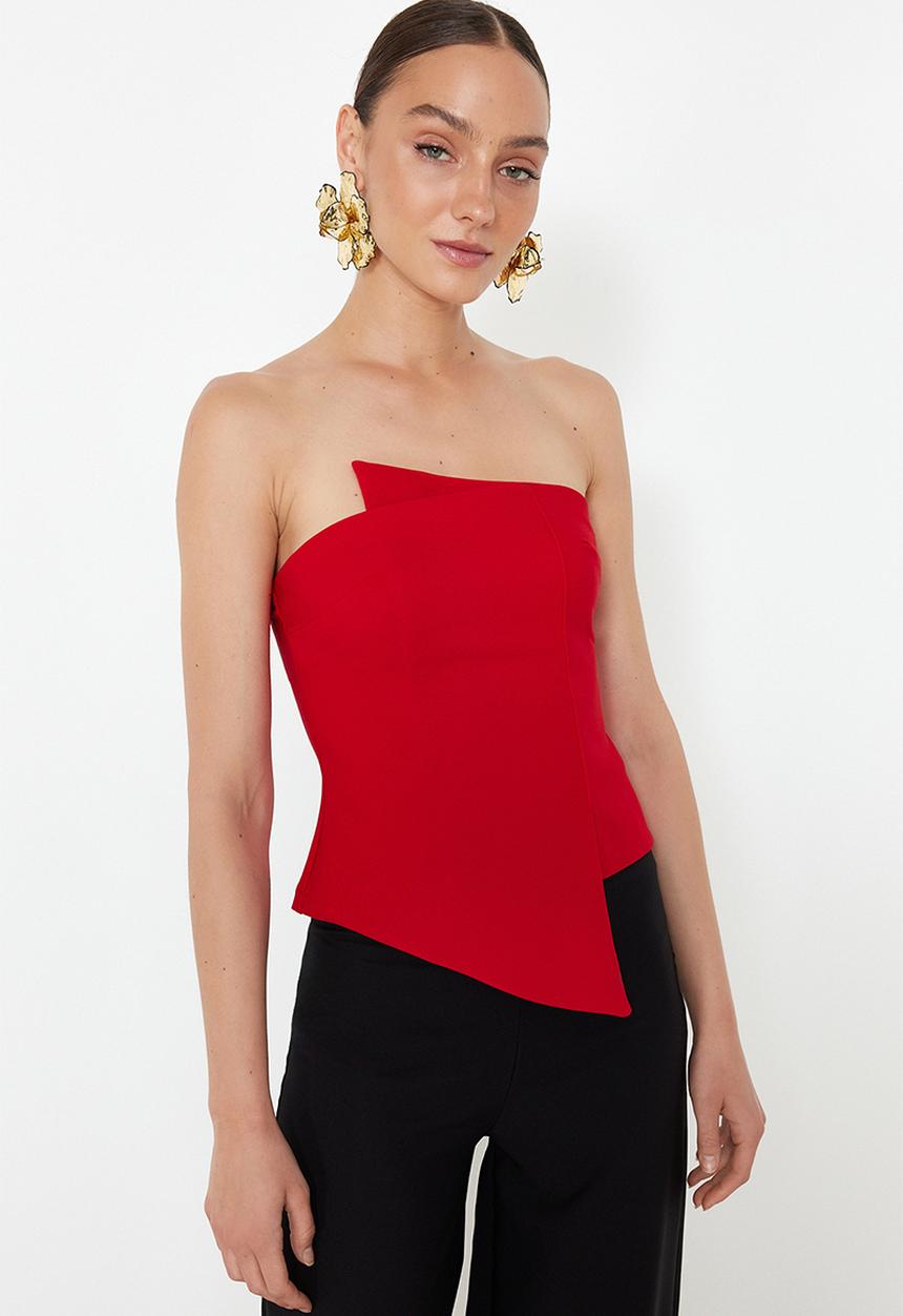 Trendyol - Fitted woven bustier - red