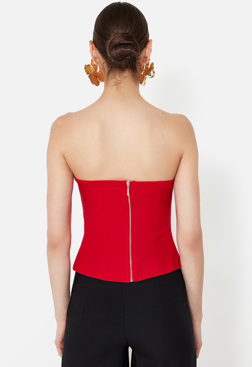 Trendyol - Fitted woven bustier - red