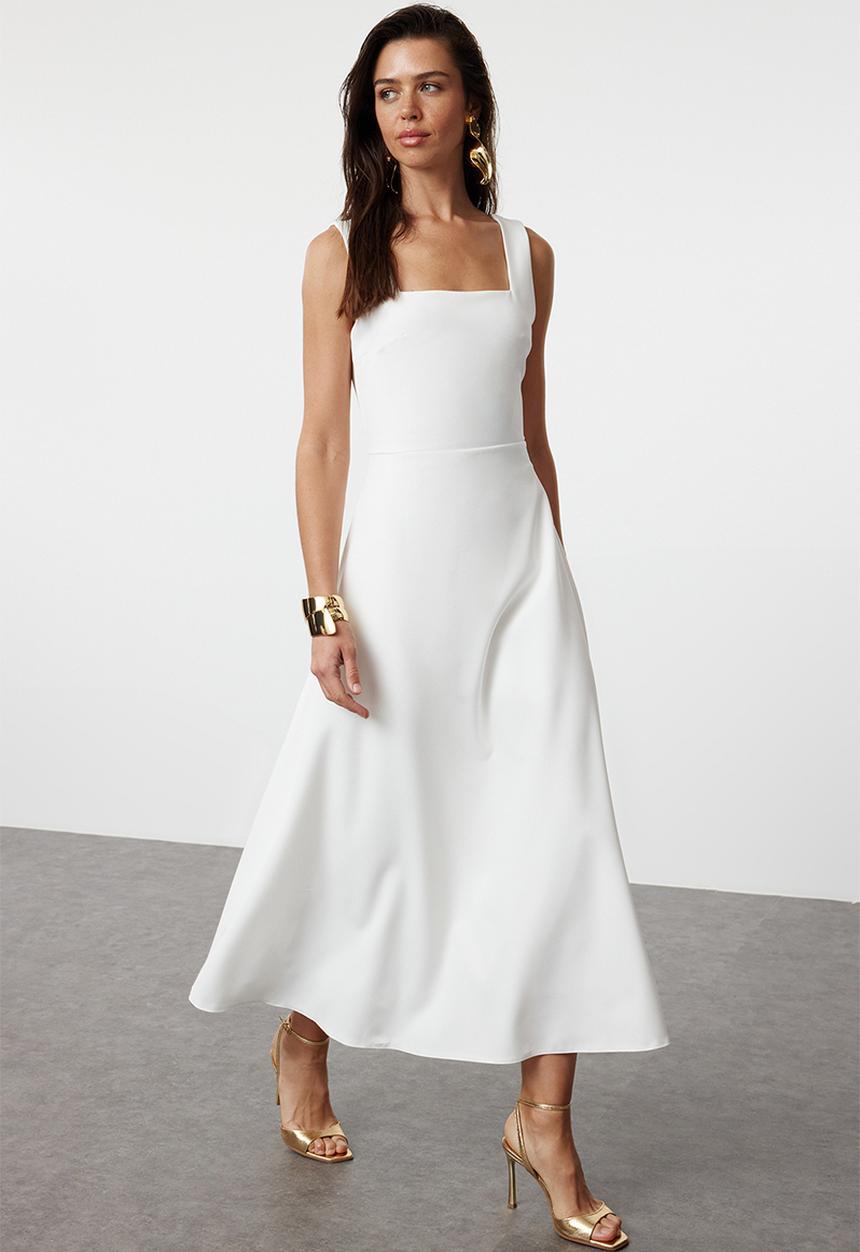Trendyol - A-Cut Woven Wedding/Marriage Elegant Evening Dress - White