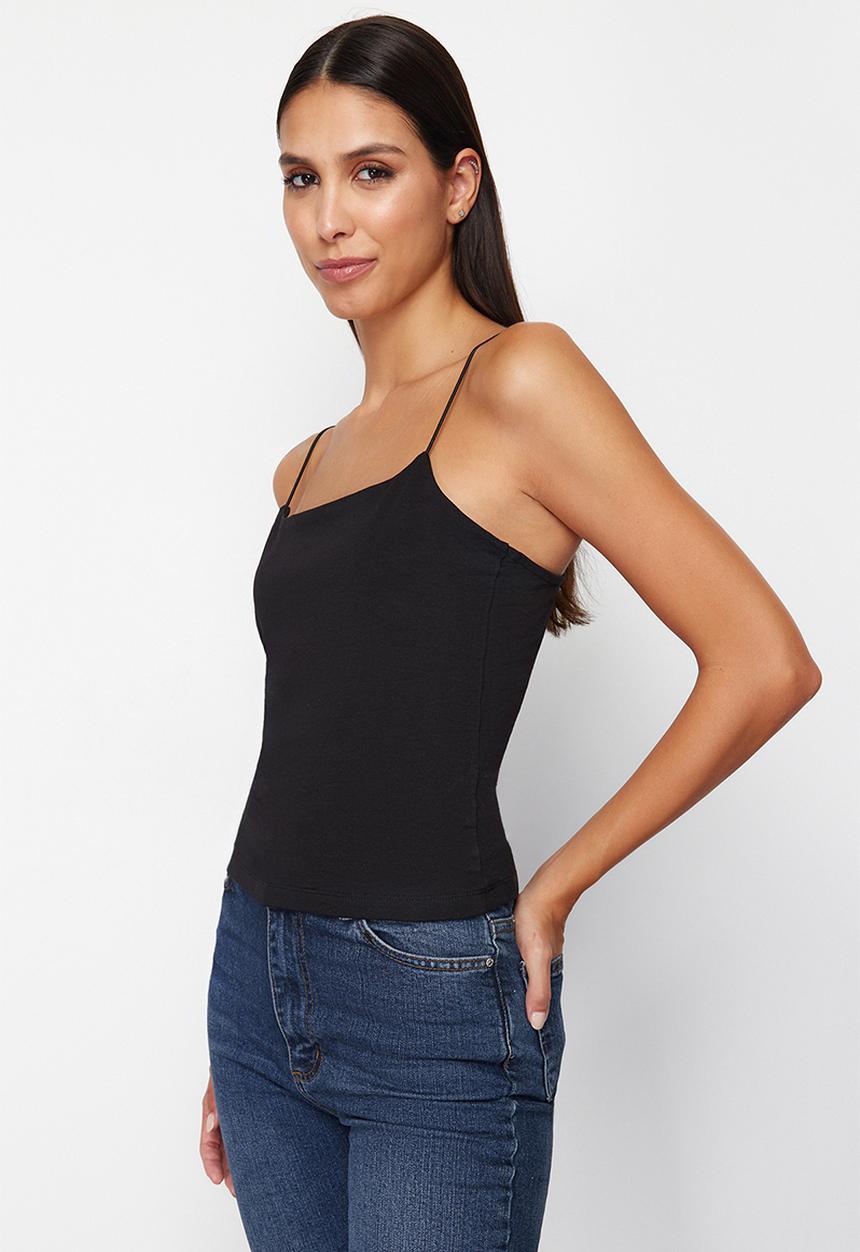 Trendyol - Strap regular flexible 2 pack knitted undershirt - black & white
