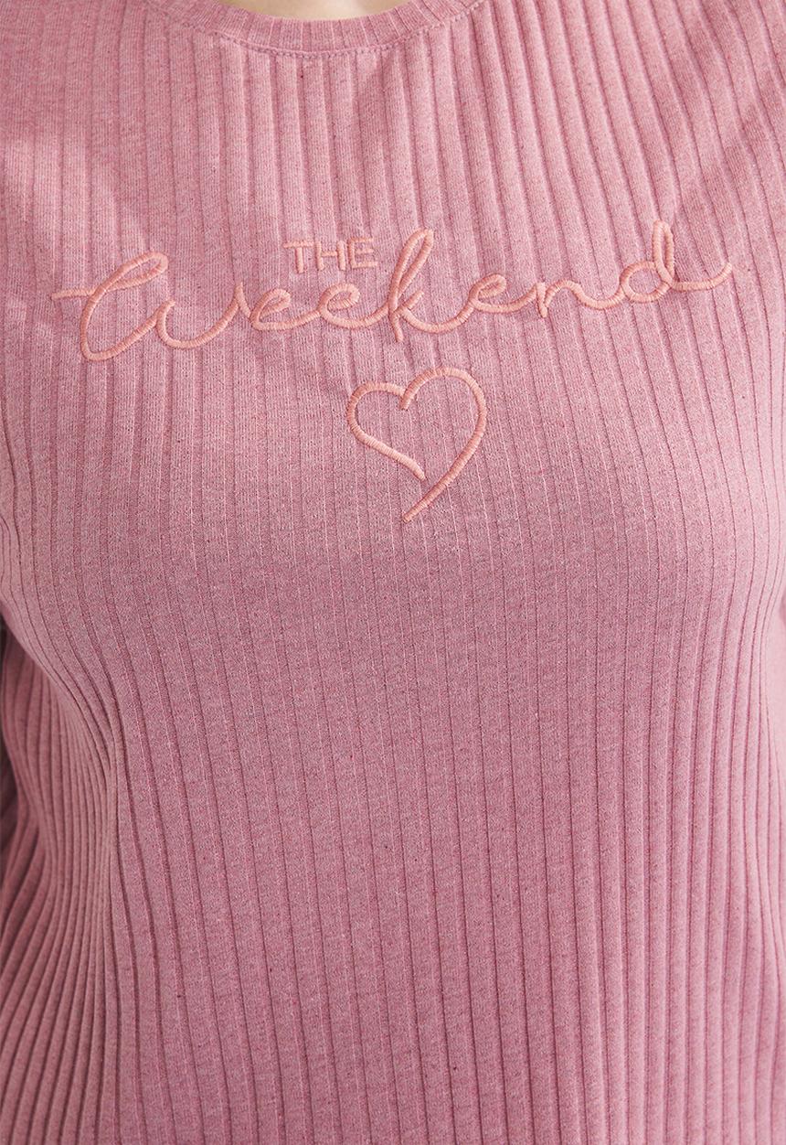 Trendyol - Dusty Rose Crew Neck Camisole Knitted Pajama Set