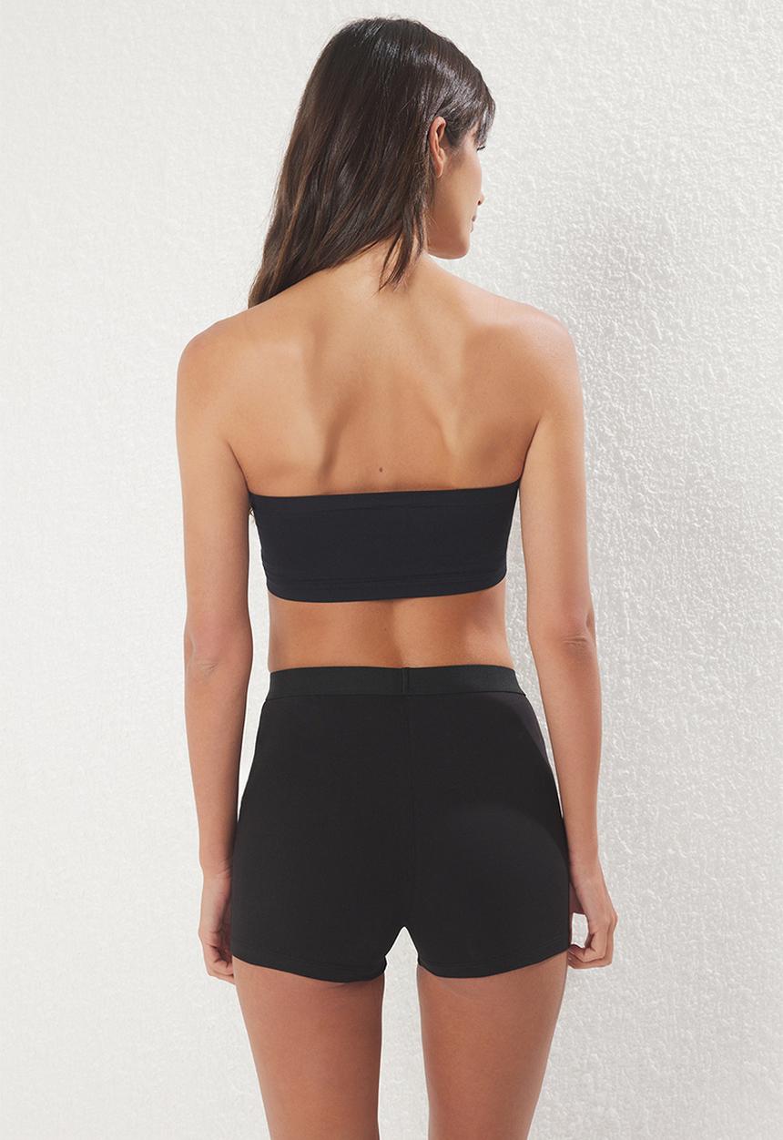 Trendyol - 2-piece seamless/seamless non-wired covered bandeau knitted bra - black