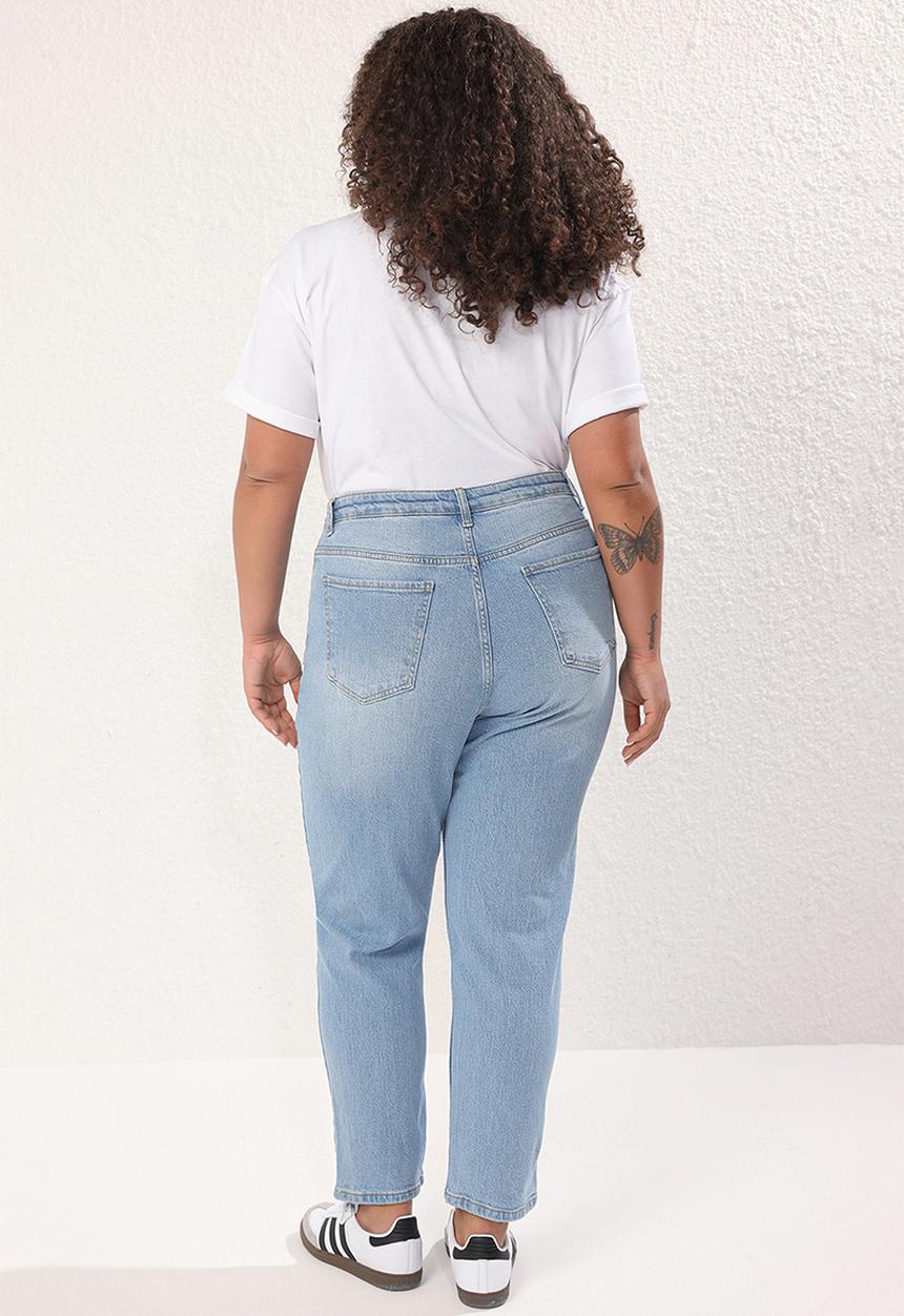 Trendyol - High waist comfort mom fit plus size jeans - light blue