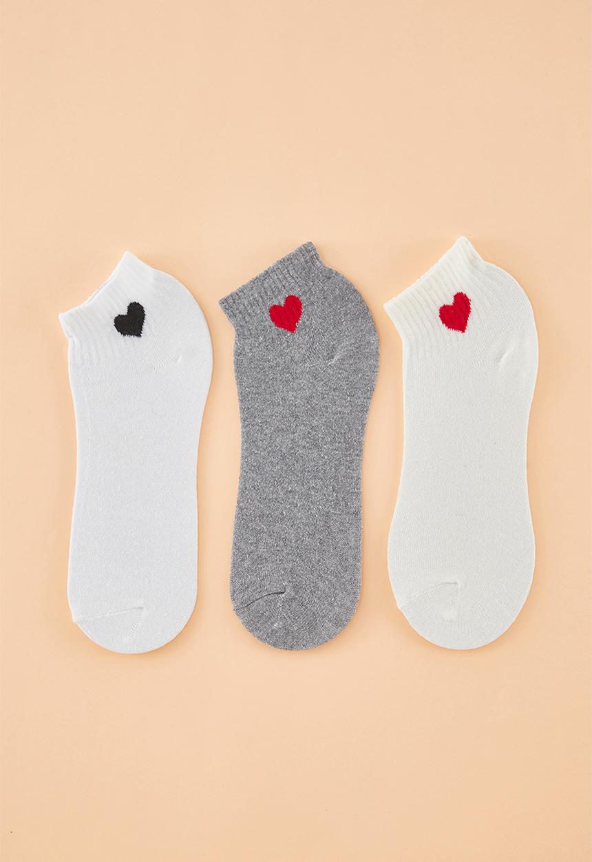 Trendyol - 3-pack heart printed half length knitted socks - multi 