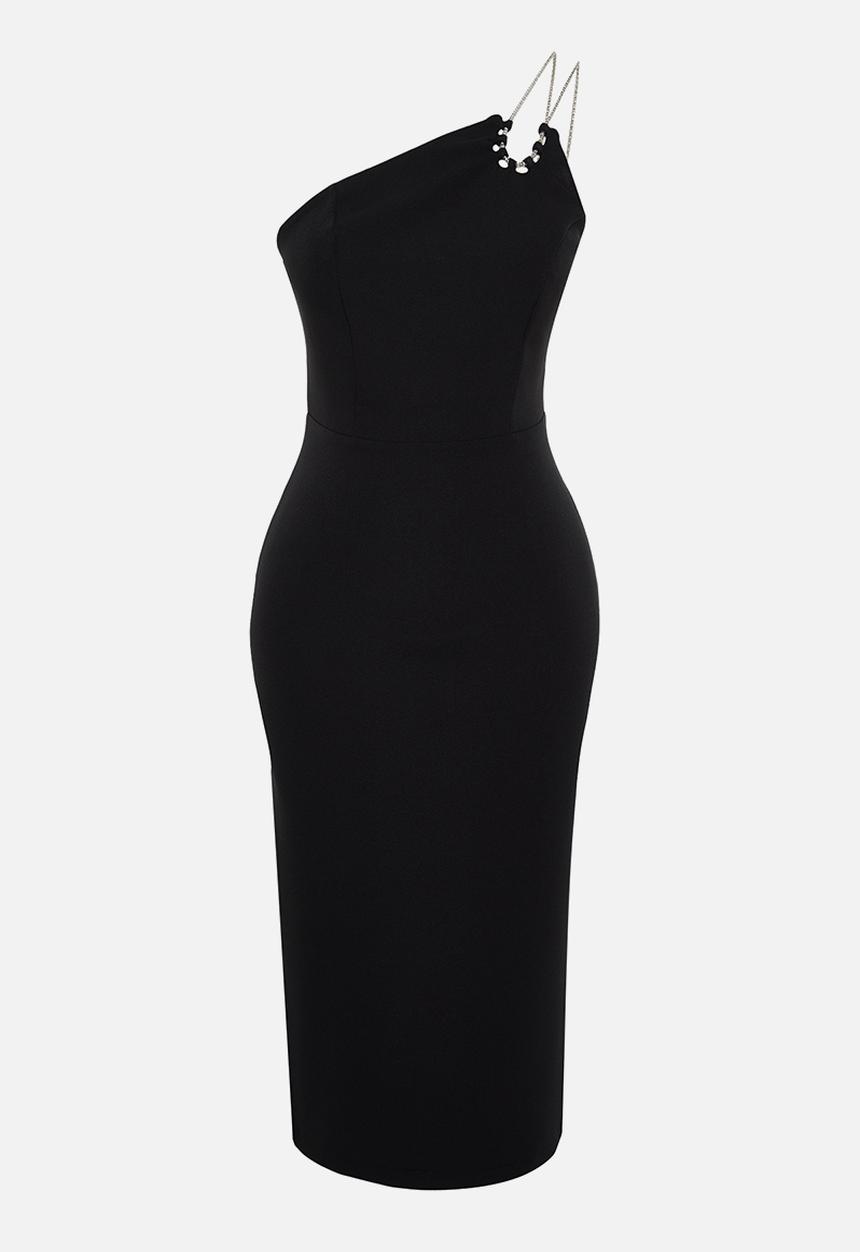 Trendyol - Bodycon Shiny Stone Woven Elegant Evening Dress - Black
