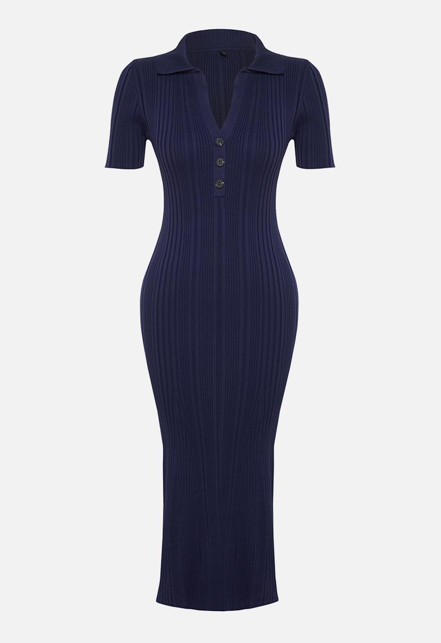 Trendyol - Maxi polo neck dress - navy blue