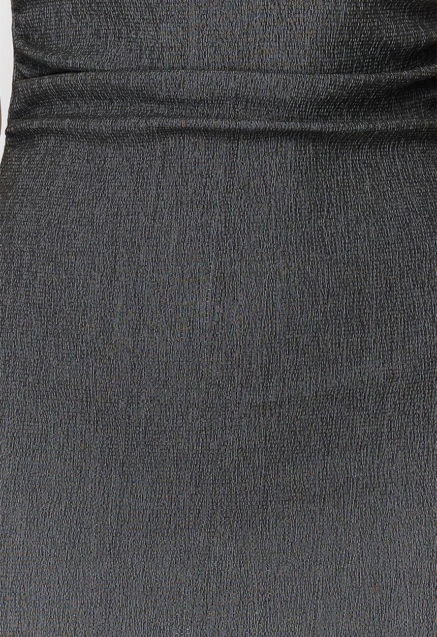 Trendyol - Strapless gathered fitted midi flexible knitted pencil dress - anthracite