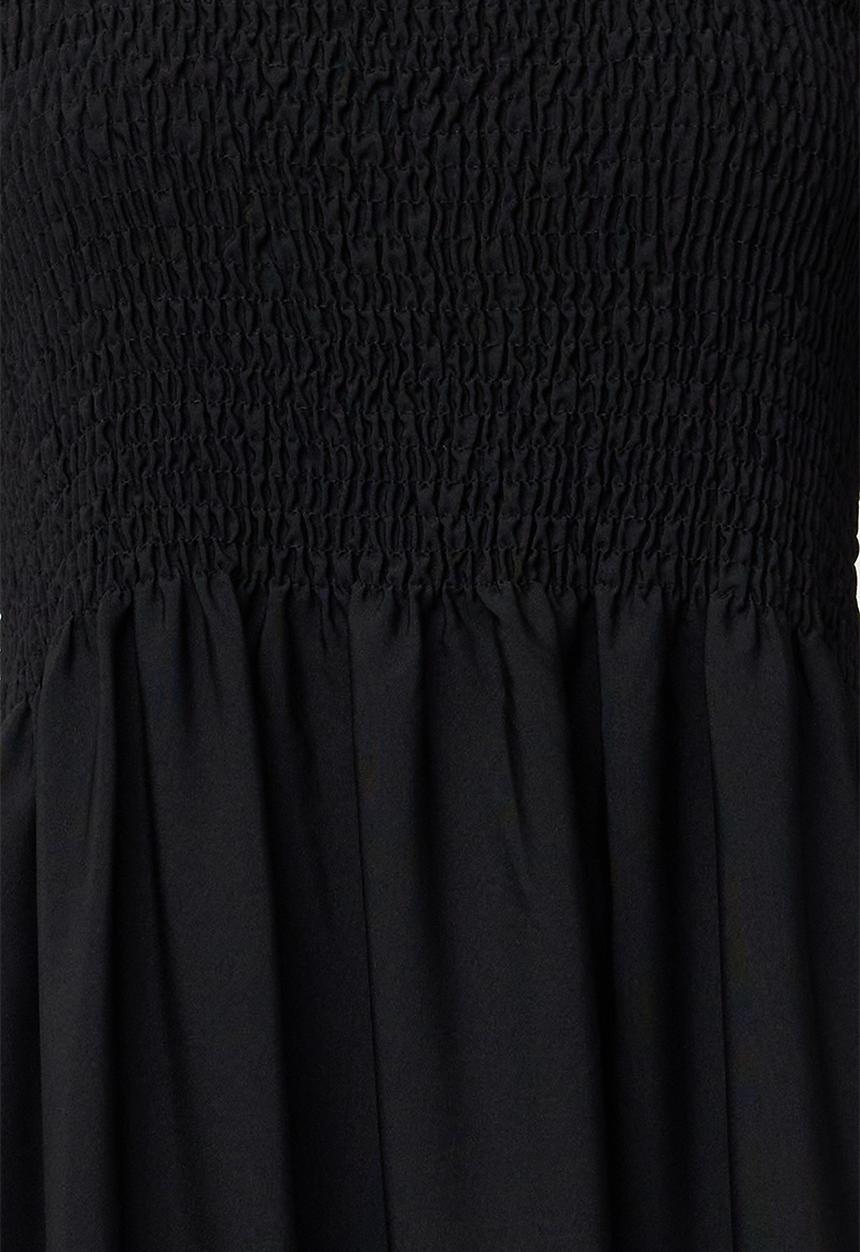 Trendyol - Plain A Cut Square Neck Lined Maxi Woven Dress - Black