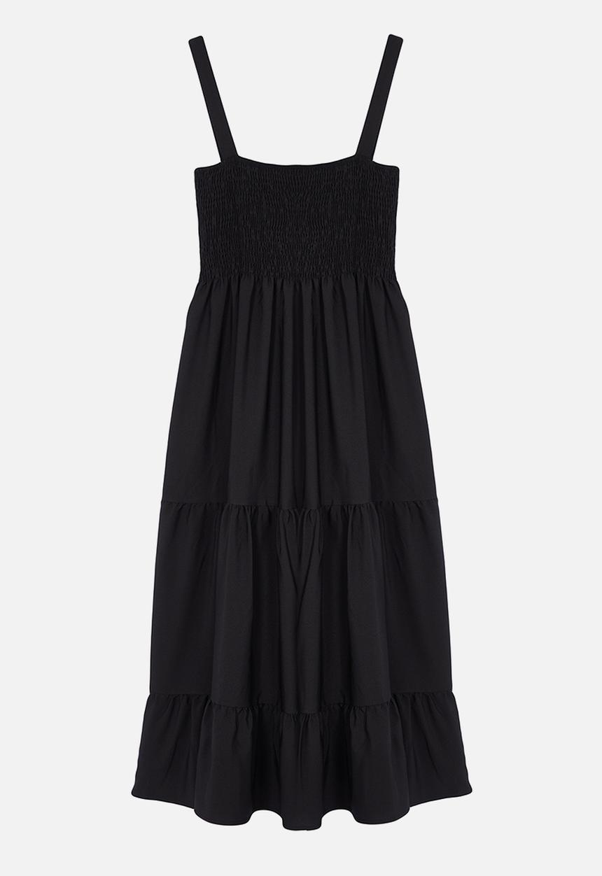 Trendyol - Plain A Cut Square Neck Lined Maxi Woven Dress - Black