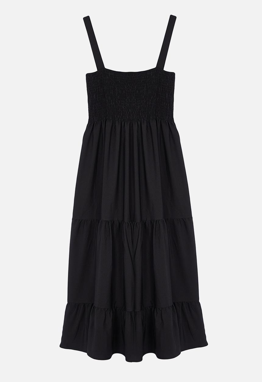 Trendyol - Plain A Cut Square Neck Lined Maxi Woven Dress - Black
