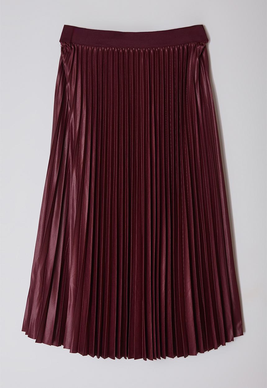 Trendyol - Elastic waist pleated woven plus size skirt - burgundy