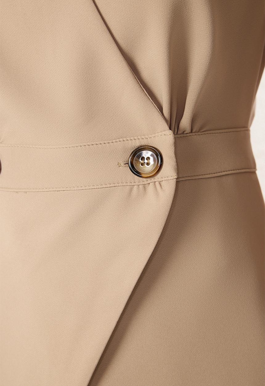 Trendyol - Button detail double breasted woven blouse - mink