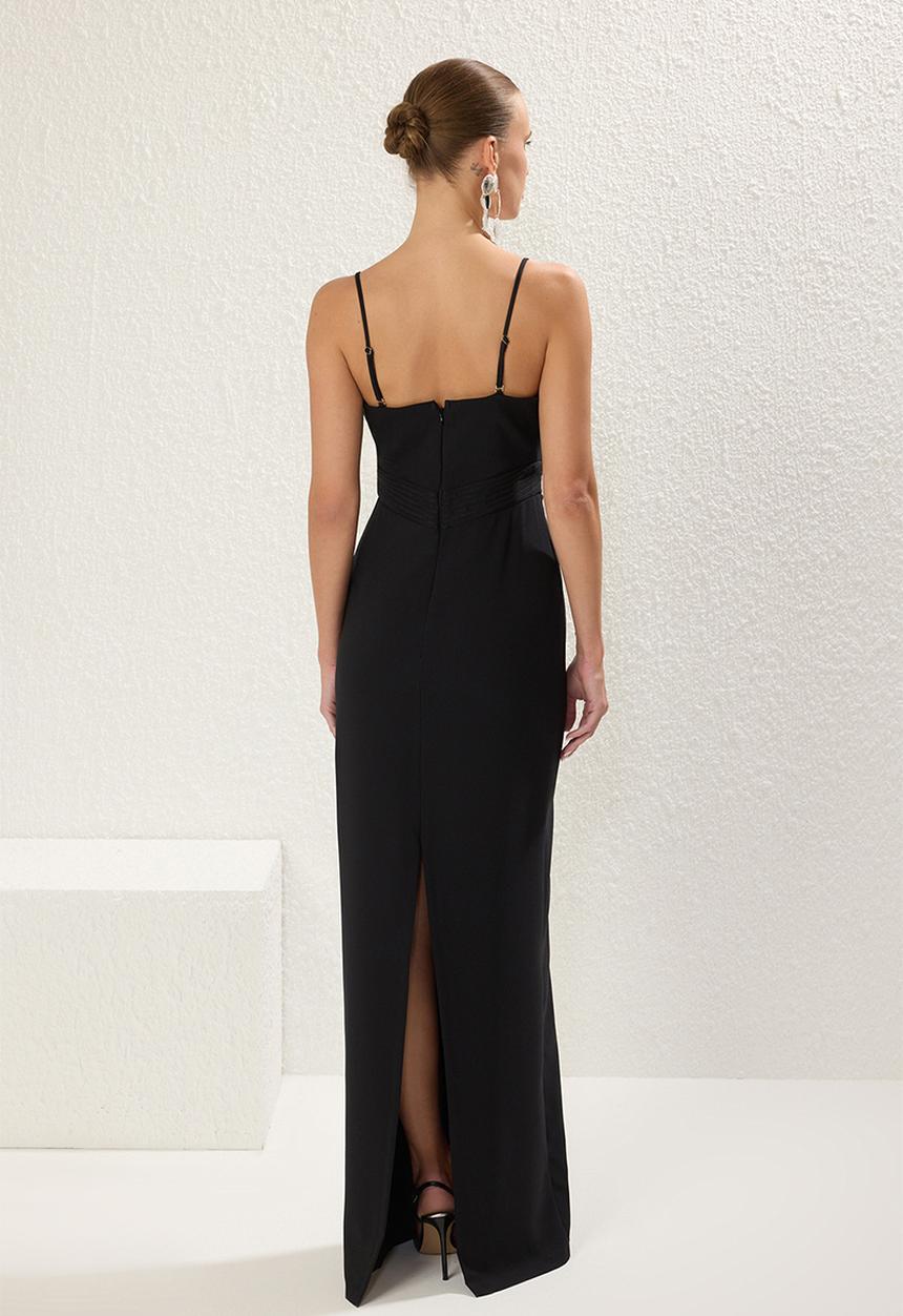 Trendyol - Strapless Woven Maxi  Evening Dress - Black
