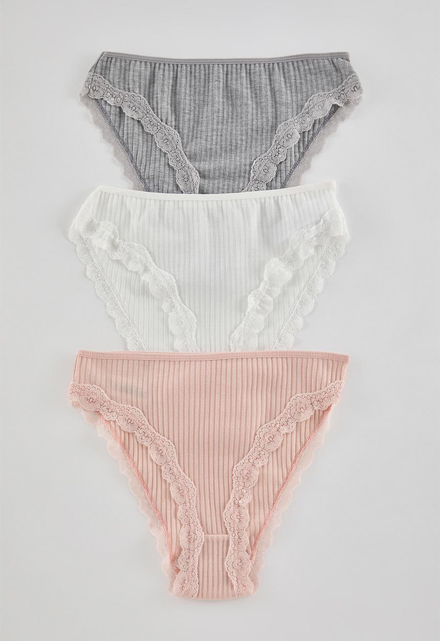 Trendyol - 3-pack ribbed lace classic knitted panties - multi