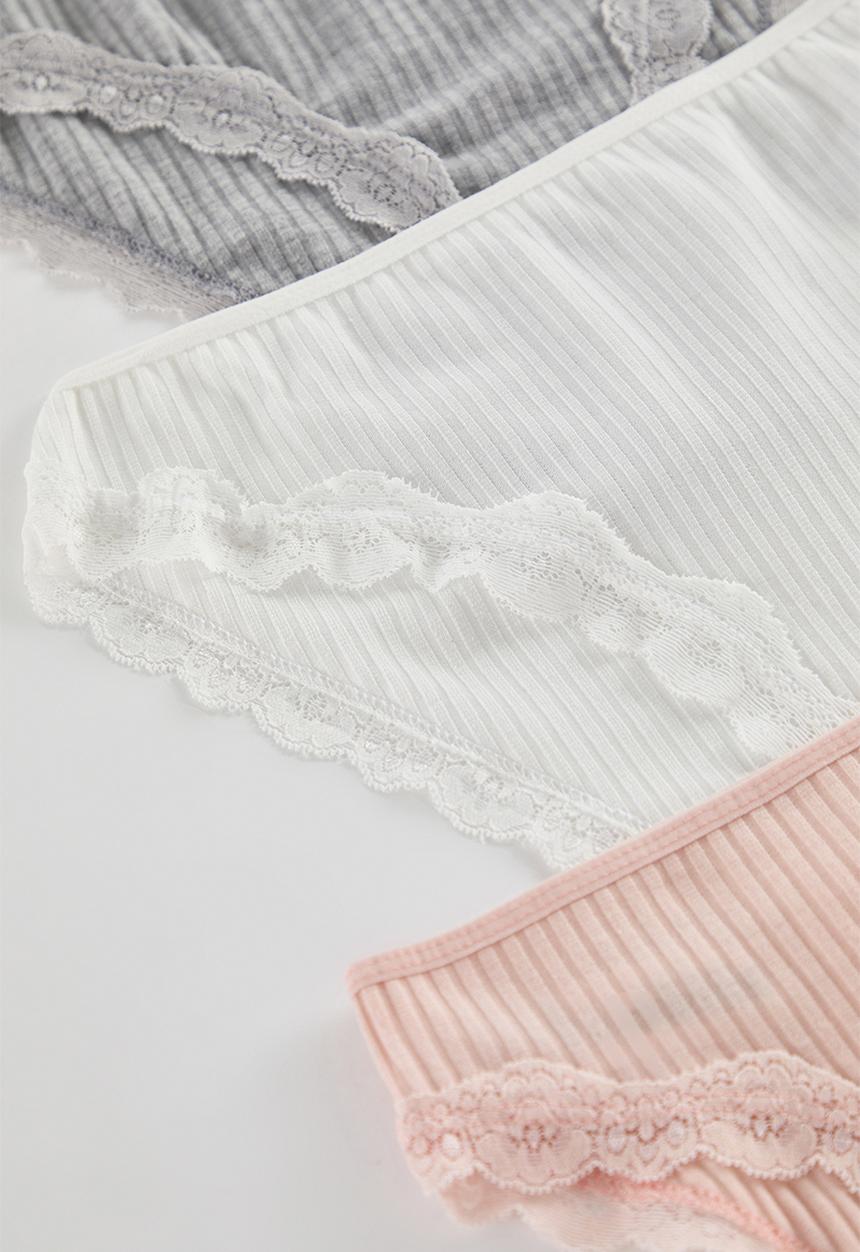Trendyol - 3-pack ribbed lace classic knitted panties - multi