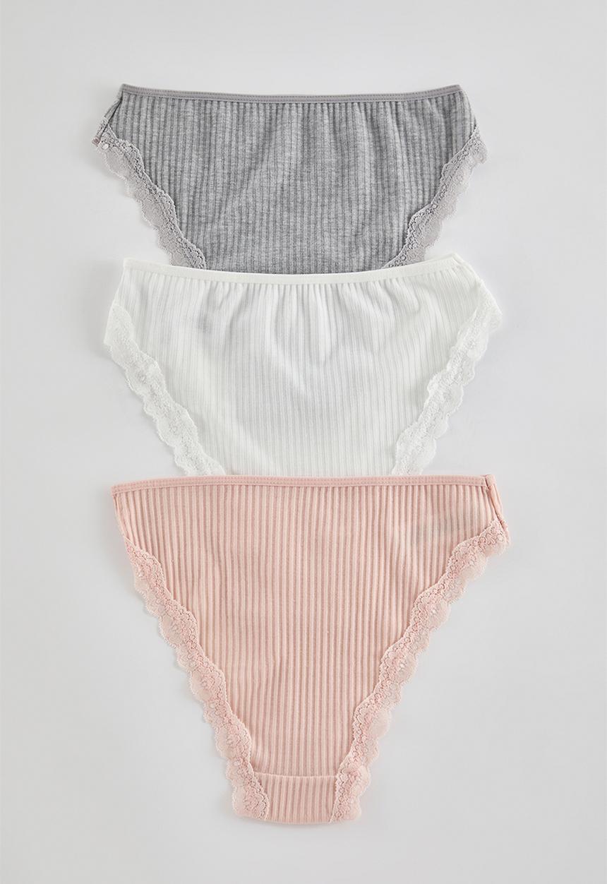 Trendyol - 3-pack ribbed lace classic knitted panties - multi