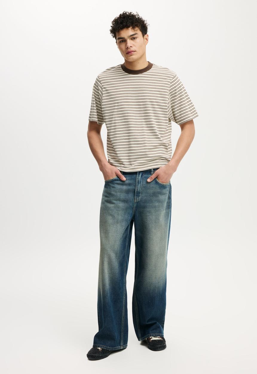 Cotton On - Cropped Fit T-Shirt - Creampuff / Ashen Brown Stripe