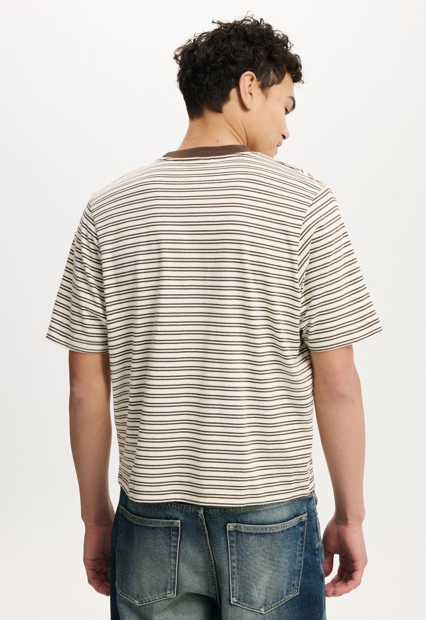 Cotton On - Cropped Fit T-Shirt - Creampuff / Ashen Brown Stripe