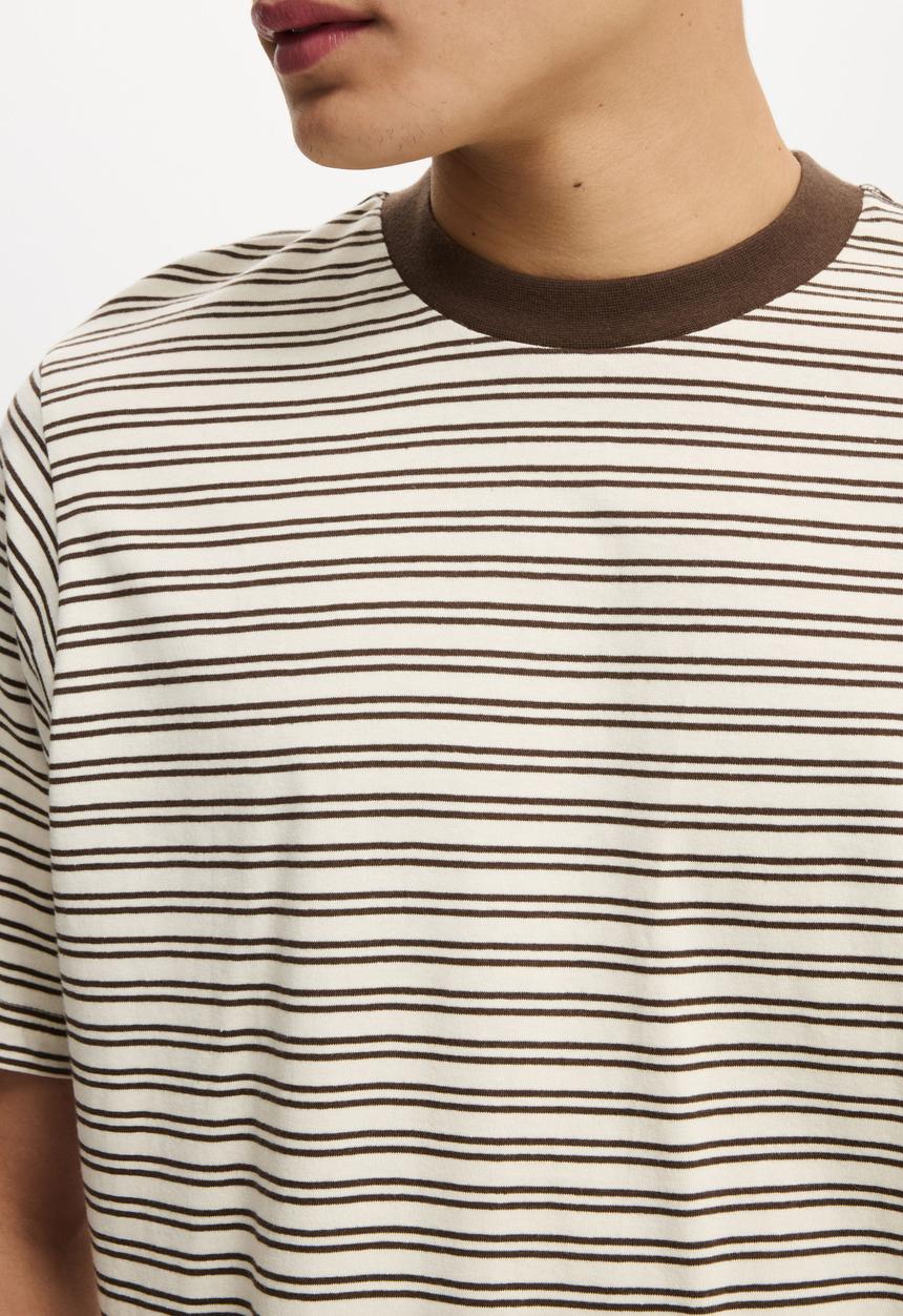 Cotton On - Cropped Fit T-Shirt - Creampuff / Ashen Brown Stripe