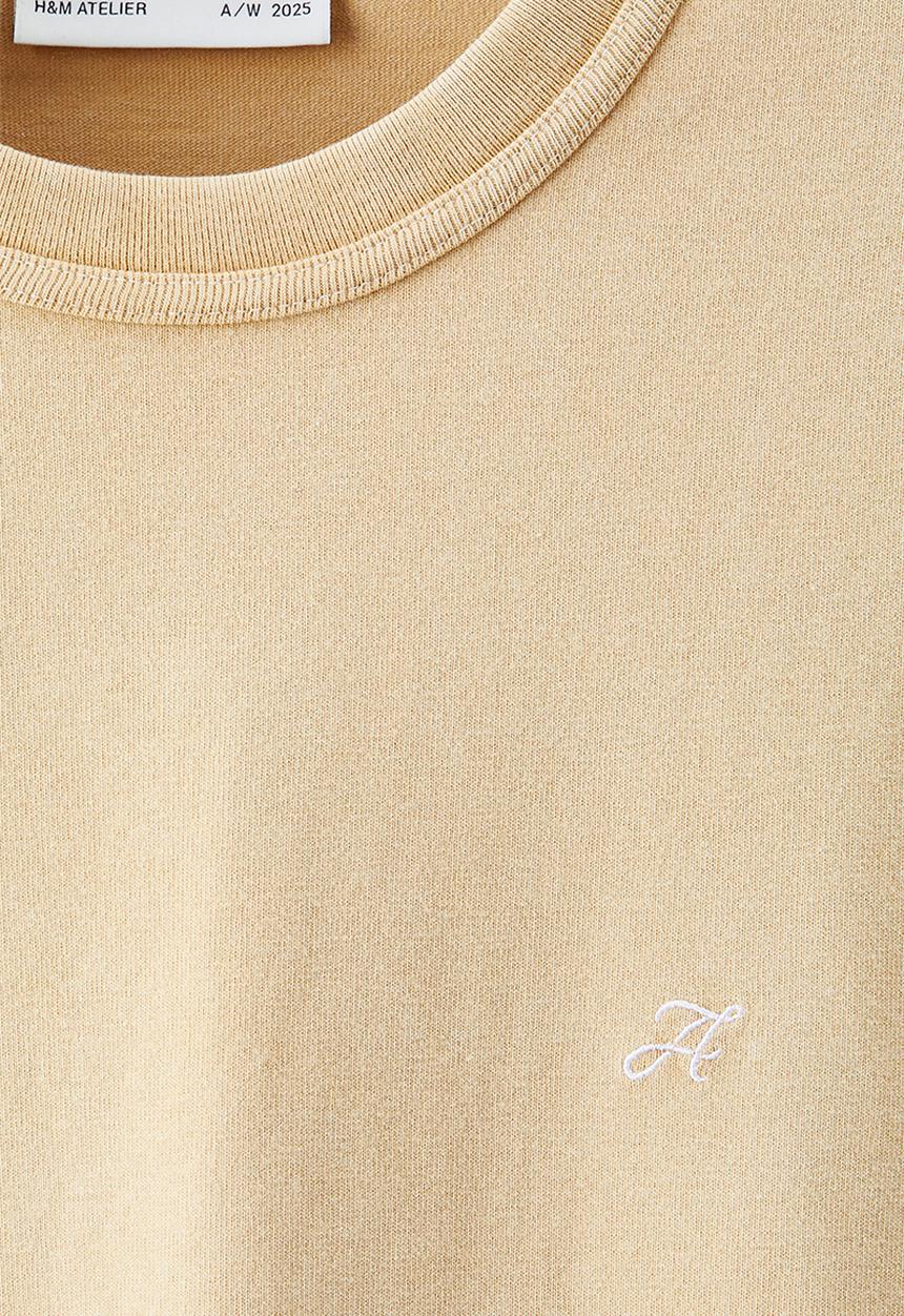 H&M - H&M Atelier: Boxy-style cotton t-shirt - beige