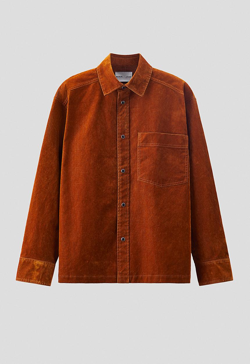 H&M - H&M Atelier: Brushed twill overshirt - burnt orange 