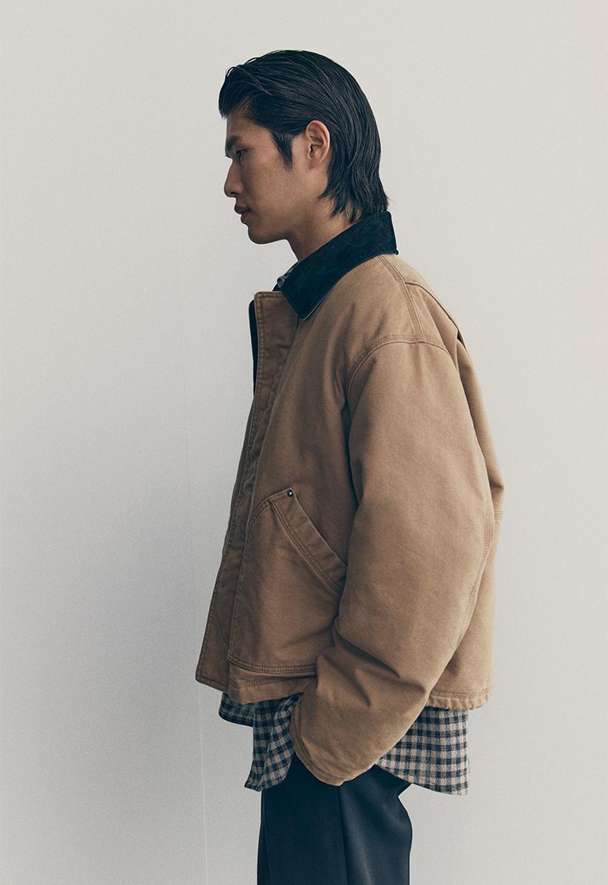 H&M - H&M Atelier:  Short canvas workwear jacket - beige/black