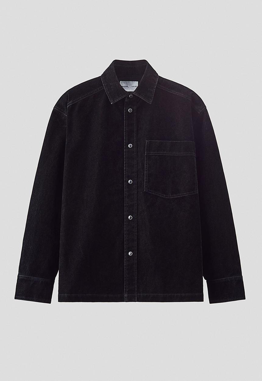 H&M - H&M Atelier: Brushed twill overshirt - black