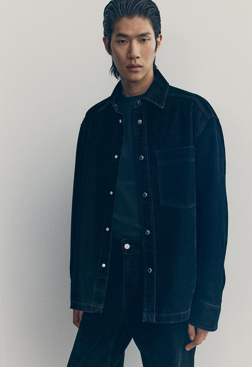 H&M - H&M Atelier: Brushed twill overshirt - black