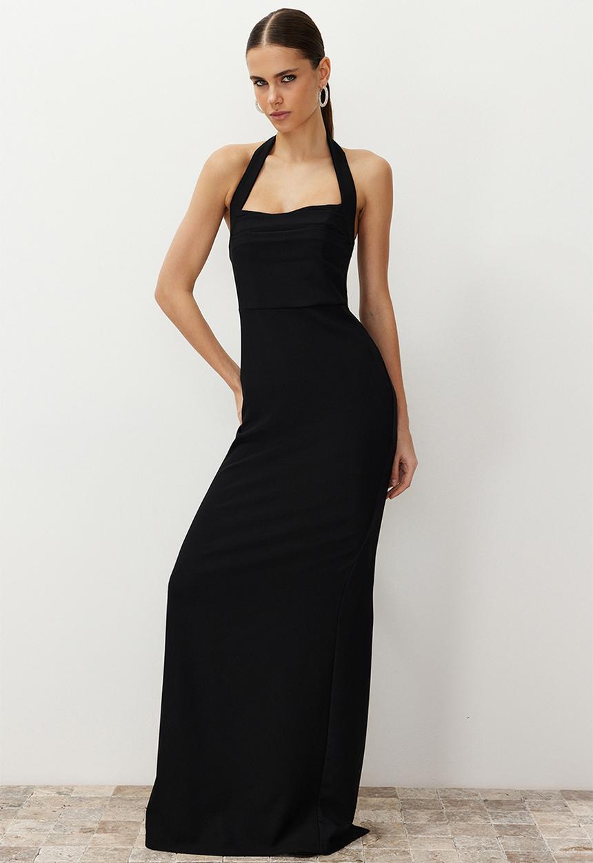 Trendyol - A-Line Maxi Dress - Black