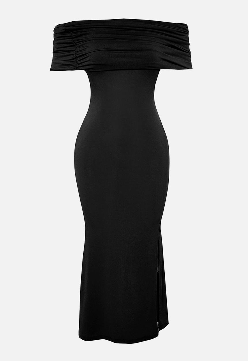 Trendyol - Fitted Knitted Elegant Evening Dress - Black