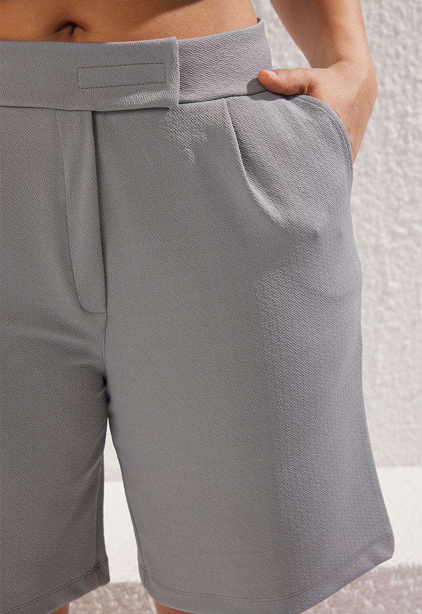 Trendyol - Pleat detail plus size knitted shorts & bermuda - gray