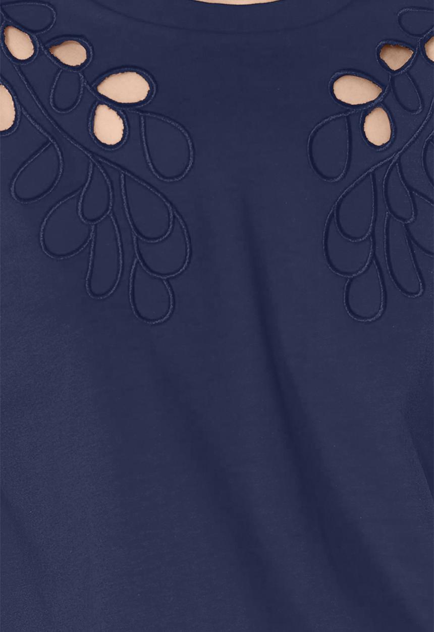 Trendyol - Brode embroidered knitted top - navy blue