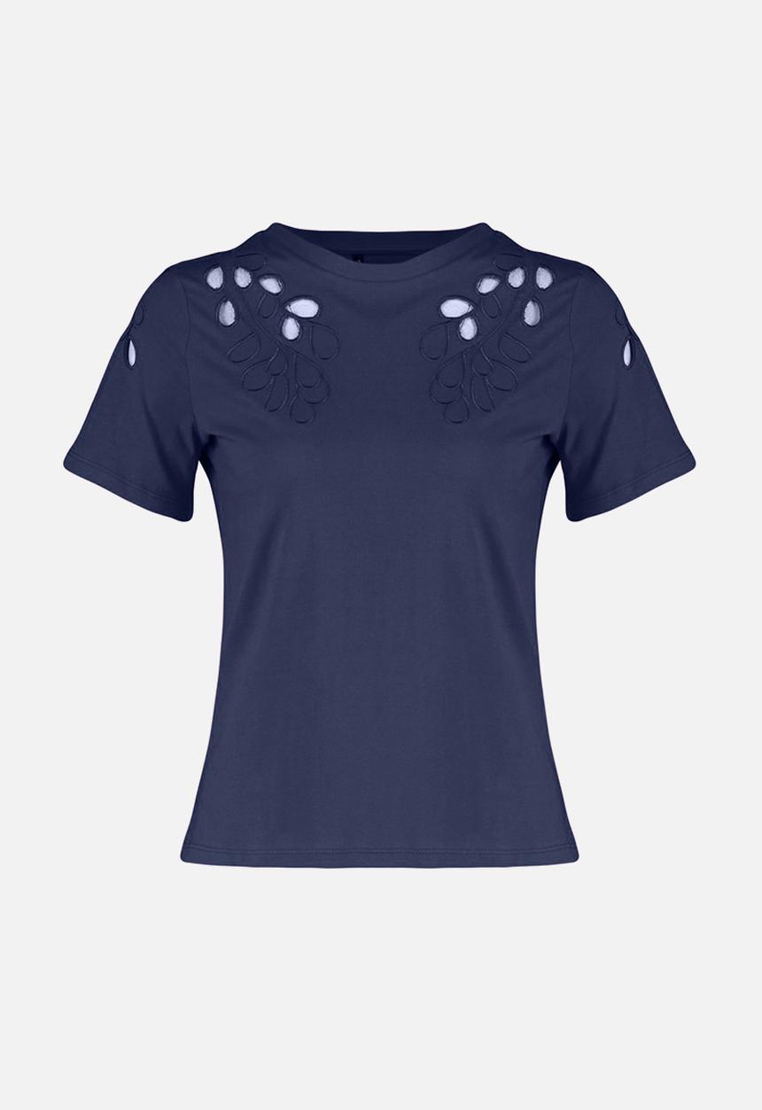 Trendyol - Brode embroidered knitted top - navy blue
