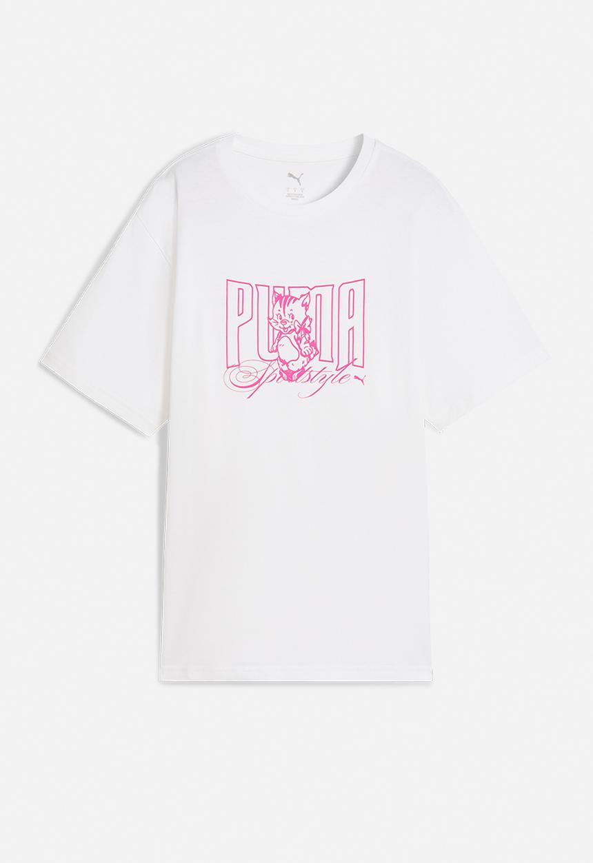 PUMA - GRAPHIC KITTEN Relaxed Tee W PUMA White