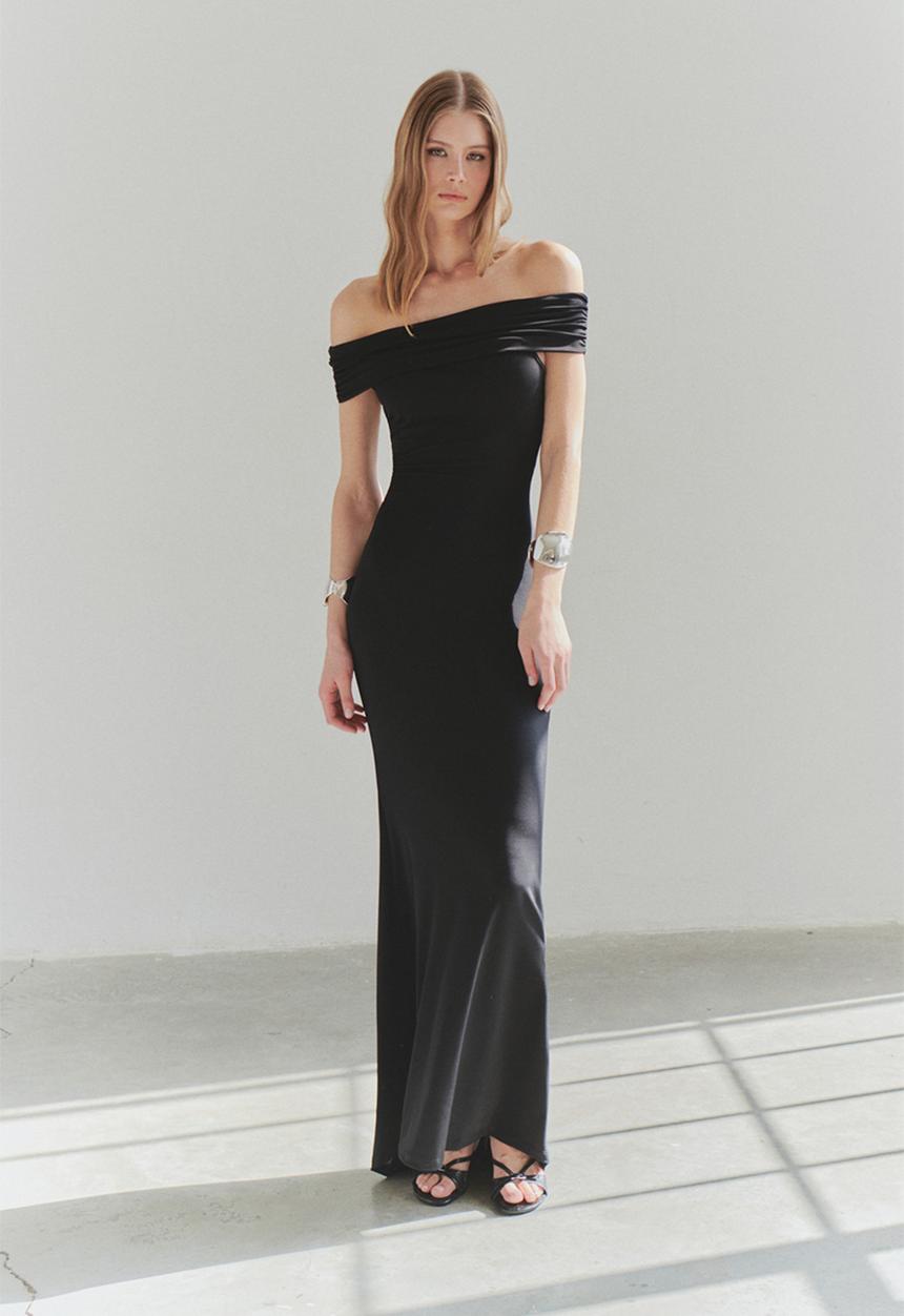 Trendyol -  Black Transparent Back Detail Knitted Evening Dress - Black