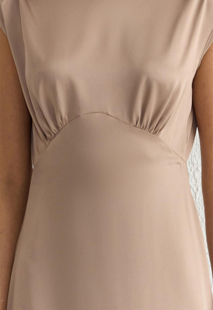 Trendyol - Lined Satin Woven Long Elegant Dress - Mink