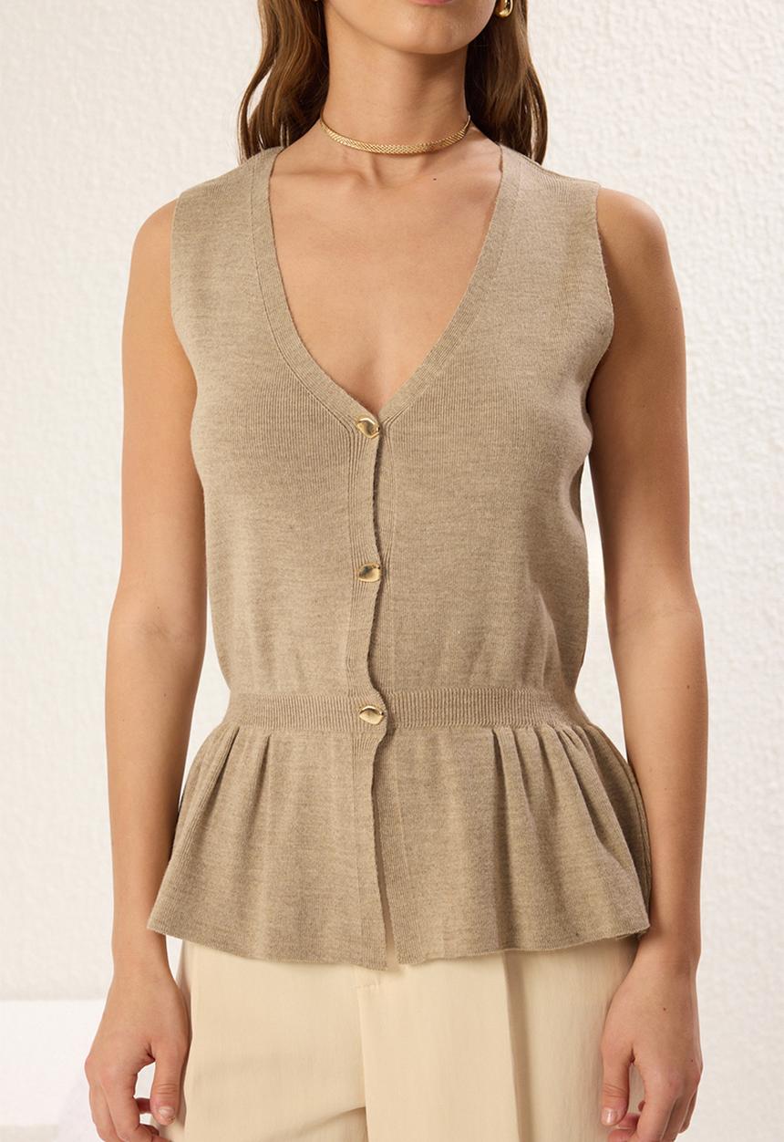 Trendyol - Peplum knitwear vest - mink