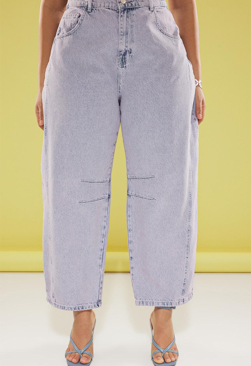 Trendyol - High waist baggy fit plus size jeans - light blue