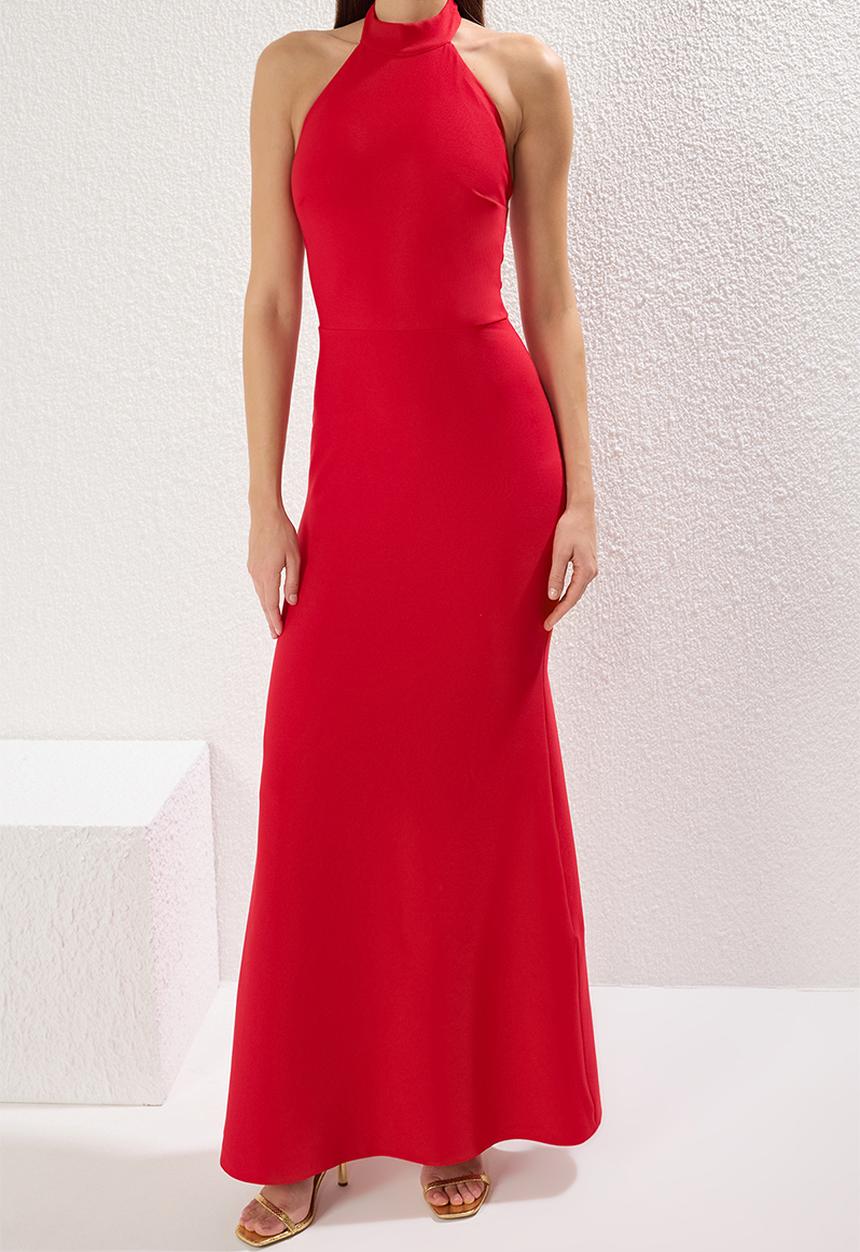 Trendyol - Fish Cut Woven Maxi Elegant Evening Night Dress - Red