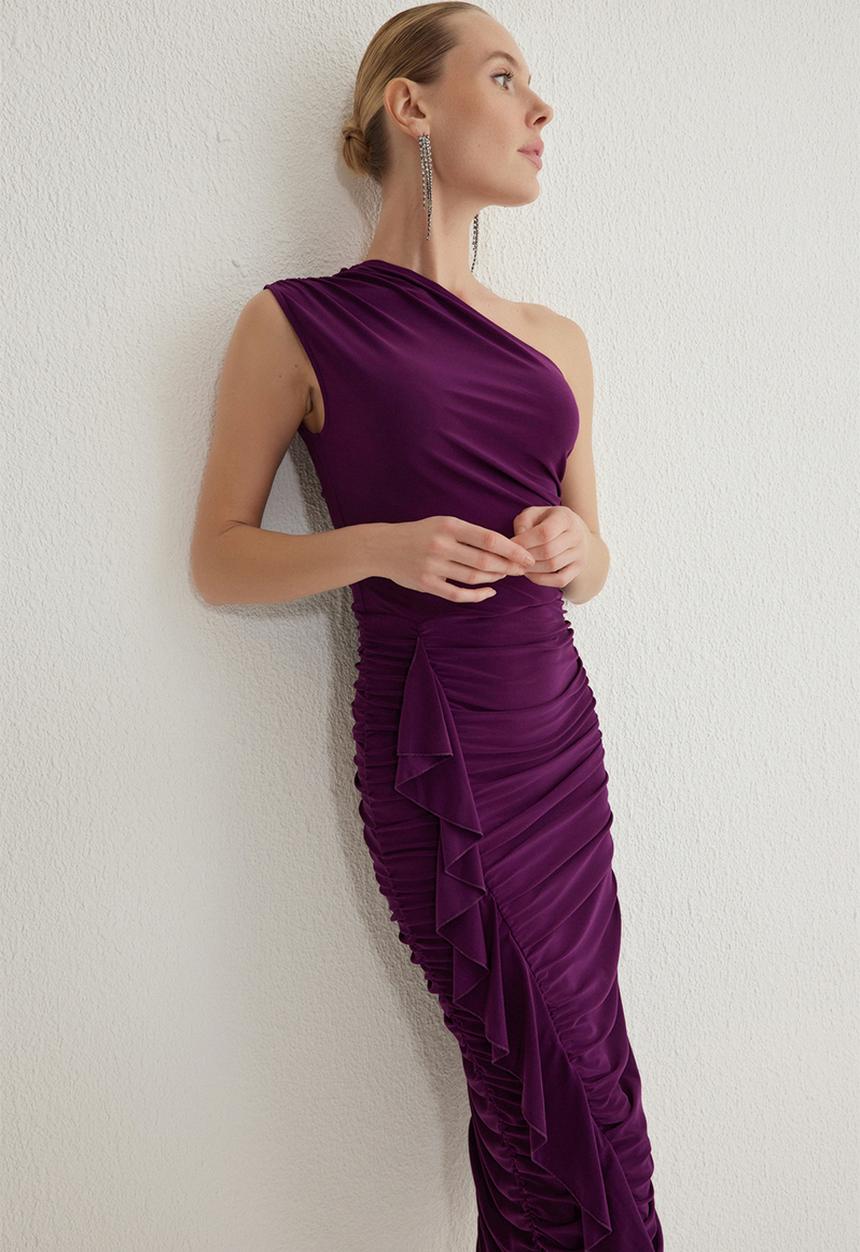 Trendyol - Cut out/window Detailed Dress - plum
